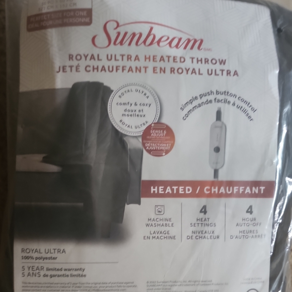 Sunbeam Royal Ultra Heated Throw in Jete Brown Color - Picture 4 of 4